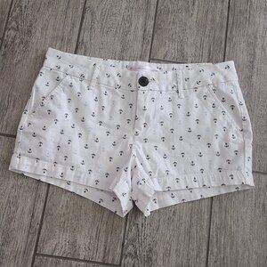 No Boundaries junior women's white and blue nautical shorts size 7